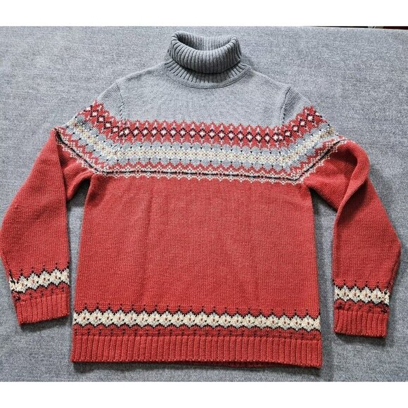 CC Hughes Sweater Women M Fair Isle Geo Turtleneck LS Wool Blend Preppy Boho VTG - Picture 8 of 11
